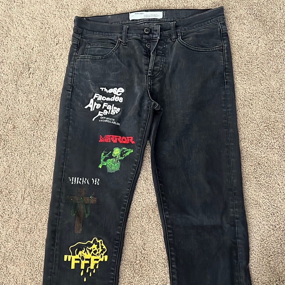 OFF-white Mix Rock Skinny Denim Jean